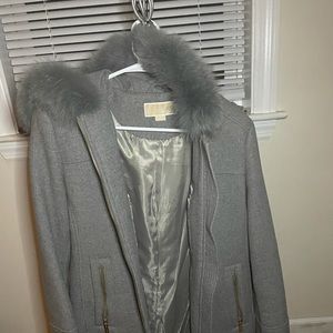 Michael Kors fur trim hooded coat